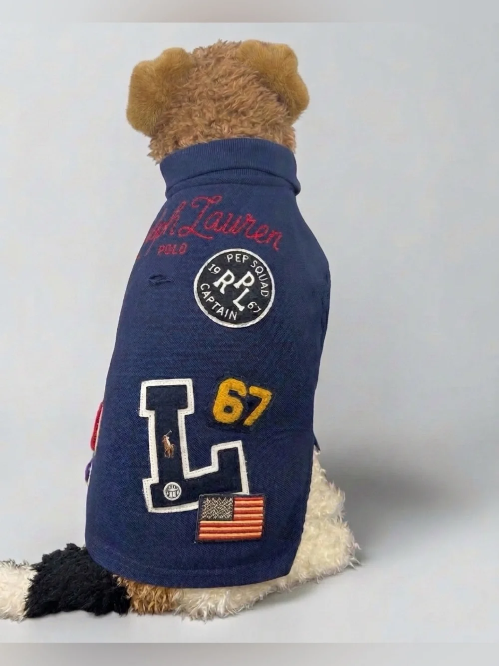 Polo Ralph Lauren Blue Short Sleeved Pique Patch Polo Shirt For Dogs Size M